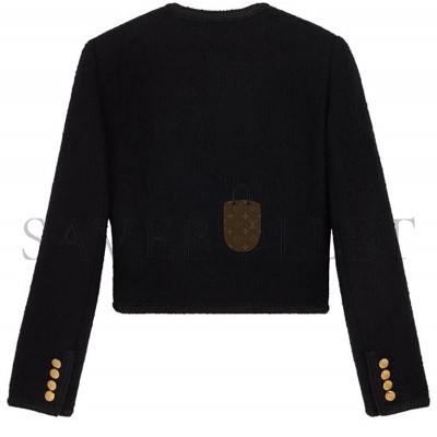 CELINE PATCH POCKET TWEED JACKET BLACK CELINE PATCH POCKET TWEED JACKET BLACK